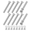 M METERXITY 10-Pack Hex Head Screw Bolt with Nuts Flat &amp; Lock Washers M8x65mm Stainless Steel Bolts and Nuts Kit Fully Threaded Metric Bolt Assortment for Equipment/Machinery