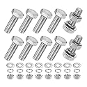 M METERXITY 10-Pack Hex Head Screw Bolt with Nuts Flat &amp; Lock Washers M10x30mm Stainless Steel Bolts and Nuts Kit Fully Threaded Metric Bolt Assortment for Equipment/Machinery