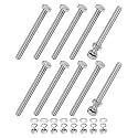 M METERXITY 10-Pack Hex Head Screw Bolt with Nuts Flat &amp; Lock Washers M8x85mm Stainless Steel Bolts and Nuts Kit Fully Threaded Metric Bolt Assortment for Equipment/Machinery