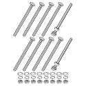 M METERXITY 10-Pack Hex Head Screw Bolt with Nuts Flat &amp; Lock Washers M6x75mm Stainless Steel Bolts and Nuts Kit Fully Threaded Metric Bolt Assortment for Equipment/Machinery
