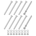 M METERXITY 10-Pack Hex Head Screw Bolt with Nuts Flat &amp; Lock Washers M5x70mm Stainless Steel Bolts and Nuts Kit Fully Threaded Metric Bolt Assortment for Equipment/Machinery