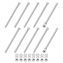 M METERXITY 10-Pack Hex Head Screw Bolt with Nuts Flat &amp; Lock Washers M12x200mm Stainless Steel Bolts and Nuts Kit Fully Threaded Metric Bolt Assortment for Equipment/Machinery