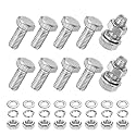M METERXITY 10-Pack Hex Head Screw Bolt with Nuts Flat &amp; Lock Washers M5x10mm Stainless Steel Bolts and Nuts Kit Fully Threaded Metric Bolt Assortment for Equipment/Machinery