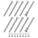 M METERXITY 4-Pack Hex Head Screw Bolt with Nuts Flat &amp; Lock Washers M8x90mm Stainless Steel Bolts and Nuts Kit Fully Threaded Metric Bolt Assortment for Equipment/Machinery