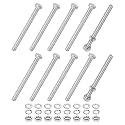 M METERXITY 10-Pack Hex Head Screw Bolt with Nuts Flat &amp; Lock Washers M5x65mm Stainless Steel Bolts and Nuts Kit Fully Threaded Metric Bolt Assortment for Equipment/Machinery