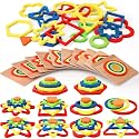 10 Pack Montessori Toys, Toddler Toys Puzzles Wooden Shape Sorting Puzzle Sensory Toy Preschool Learning Educational Autistic Developmental for Girls Boys Birthday Gifts