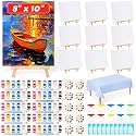 10 Pack Paint and Sip Kit for Adults, 8x10 in Canvas Painting Kit for Party