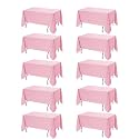 10-Pack Pink Tablecloths for Rectangle Tables, 70 x 108 Inches