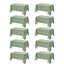 10-Pack Sage Green Tablecloths for Rectangle Tables, 70 x 108 in