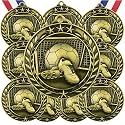 10 Pack Soccer Gold Medals Trophy Award with Neck Ribbons WAMG-960