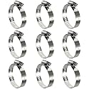 10 Pack Stainless Steel Hose Clamps, 1-1/2 inch to 2-1/2 inch Worm Gear Metal Hose Clamps for Pipe, Dryer Repair, Tubing and Fuel Line