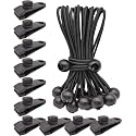 10 Pack Tarp Clips Lock Grip and 10 Pack Ball Bungee Cords 6 Inch