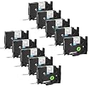 10 Pack TZe-S221 9mm Extra Strength Adhesive Label Tape Black on White