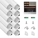 10-Pack V Shape LED Channel with Milky White Diffuser, 3.3ft/1M Silver Aluminum Channel for LED Strips, Angled LED Strip Diffuser Track Profile for Under Cabinet Lighting