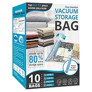 cozy essential travel vacuum bags with electric pump 6 pack vacuum travel bags for luggage and suitcase vacuum seal space saver compression for clothes clothing