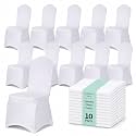 10 Pack White Spandex Chair Covers – Stretch Polyester Slipcovers for Wedding, Banquet, Party &amp; Dining Chairs – Flat Front Design, Universal Fit