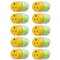 10 Packs Lighted Extension Cord Ends Replacement Female Plug 3 Prong 15A 125V NEMA 5-15R, Electrical Replacement Plug,Female Extension Cord Ends, 15 Amp Electric Plugs, UL Listed,Yellow