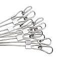 10 pcs 12 inch Vinyl Cover Coated Stainless Steel Wire Rope Lanyard Cable Tether Safety Strap with Hooks and 2 Loops (4mm Thickness), Clear