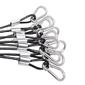 10 pcs 12 inch Vinyl Cover Coated Stainless Steel Wire Rope Lanyard Cable Tether Safety Strap with Hooks and 2 Loops (4mm Thickness), Black