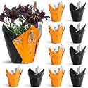 10 PCS Halloween Foil Wrap for Potted Plant, 5 Black & 5 Orange Plant Pot Covers, 19.7×19.7 in Matte Texture Wrapping Paper for DIY Halloween Flower Pot Decoration