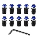 KVAEY 10 PCS Motorcycle Windshield Bolt Screw Kit, Aluminum Alloy Windscreen Mounting Bolt Screws, Universal Windshield Screws Bolts Nuts for Motorcycle Fairings, Car Accessories (Blue)