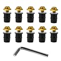 KVAEY 10 PCS Motorcycle Windshield Bolt Screw Kit, Aluminum Alloy Windscreen Mounting Bolt Screws, Universal Windshield Screws Bolts Nuts for Motorcycle Fairings, Car Accessories (Gold)