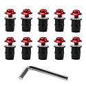 KVAEY 10 PCS Motorcycle Windshield Bolt Screw Kit, Aluminum Alloy Windscreen Mounting Bolt Screws, Universal Windshield Screws Bolts Nuts for Motorcycle Fairings, Car Accessories (Red)