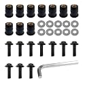 10 PCS Motorcycle Windshield Bolts Kit, Aluminum Body Mounting Screws Set, Universal Fairing Well Nuts Fastener Screw for Motorcycle Windshield and Body Panels (Black)