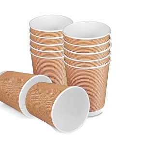 10 pcs rippled khaki colour ripple paper cup 250 ml