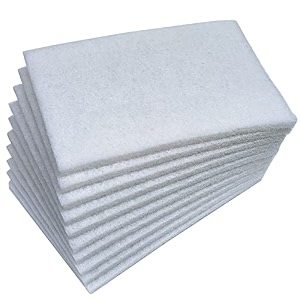 10 pcs white scouring pads heavy duty household cleaning scrubber with non-scratch for cleaning pots pans dishes countertops stoves tile baseboard walls and windows