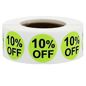 10 percent off stickers for retail 075 inch 500 adhesive labels