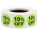 10% Percent Off Stickers for Retail 0.75 Inch 500 Adhesive Labels