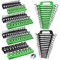 10-Piece Magnetic Socket and Wrench Organizer Set, 1/4", 3/8", 1/2" Drive Metric SAE Socket Organizer, Magnetic Wrench Holder 30 Slots Total, Tool Box Organizers (Sockets Wrenches not Included)