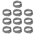 HEAVENGLOW 10 Pieces Stainless Steel Single Ear Clamps Hydraulic Hose 10 x 16.6-19.8mm