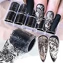 10 Rolls Retro Holographic Nail Foil Transfer Stickers Black Lace Laser Foils Nail Art Supplies Starry Paper Designs for Acrylic Decorations Women DIY Nail Arts Manicure Wraps Charms