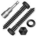 (10-Set) 3/8 x 2-1/2" Lag Screws, Stainless Steel Heavy Duty Hex Head Lag Bolts for Wood, Commercial/Industrial Grade 1/4 Bolts, Mounting Screws Bolt Kit, Black Oxided by Marysino