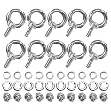 M METERXITY 10-Sets Stainless Eyebolt M5x14mm Shoulder Lifting Eye Bolt with Nuts Washers Male Screw Thread Ring Shoulder Eye Bolts Length 0.55 Inch for Suspending/Fastening