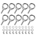 M METERXITY 10-Sets Stainless Eyebolt M6x20mm Shoulder Lifting Eye Bolt with Nuts Washers Male Screw Thread Ring Shoulder Eye Bolts Length 0.79 Inch for Suspending/Fastening