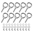 M METERXITY 10-Sets Stainless Eyebolt M6x26mm Shoulder Lifting Eye Bolt with Nuts Washers Male Screw Thread Ring Shoulder Eye Bolts Length 1.02 Inch for Suspending/Fastening