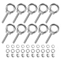 M METERXITY 10-Sets Stainless Eyebolt M6x32mm Shoulder Lifting Eye Bolt with Nuts Washers Male Screw Thread Ring Shoulder Eye Bolts Length 1.26 Inch for Suspending/Fastening