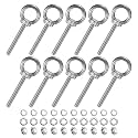M METERXITY 10-Sets Stainless Eyebolt M6x50mm Shoulder Lifting Eye Bolt with Nuts Washers Male Screw Thread Ring Shoulder Eye Bolts Length 1.97 Inch for Suspending/Fastening
