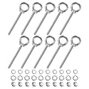 M METERXITY 10-Sets Stainless Eyebolt M6x80mm Shoulder Lifting Eye Bolt with Nuts Washers Male Screw Thread Ring Shoulder Eye Bolts Length 3.15 Inch for Suspending/Fastening