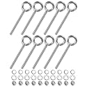 M METERXITY 10-Sets Stainless Eyebolt M8x100mm Shoulder Lifting Eye Bolt with Nuts Washers Male Screw Thread Ring Shoulder Eye Bolts Length 3.94 Inch for Suspending/Fastening