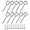 M METERXITY 10-Sets Stainless Eyebolt M8x80mm Shoulder Lifting Eye Bolt with Nuts Washers Male Screw Thread Ring Shoulder Eye Bolts Length 3.15 Inch for Suspending/Fastening