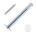 #10 x 1-1/2" Sheet Metal Screws, 100 PCS Etauwe Fast Self Tapping Screws for Metal, Phillips Modified Truss Head Self-Drilling Screws, Screwdriver Bit Included, White Head