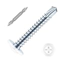 #10 x 1-1/4" Sheet Metal Screws, 100 PCS Etauwe Fast Self Tapping Screws for Metal, Phillips Modified Truss Head Self-Drilling Screws, Screwdriver Bit Included, White Head