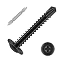 #10 x 1-1/4" Sheet Metal Screws, 100 PCS Etauwe Fast Self Tapping Screws for Metal, Phillips Modified Truss Head Self-Drilling Screws, Screwdriver Bit Included, Black