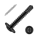 #10 x 1/2" Sheet Metal Screws, 150 PCS Etauwe Fast Self Tapping Screws for Metal, Phillips Modified Truss Head Self-Drilling Screws, Screwdriver Bit Included, Black