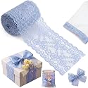 10 Yards Lace Trim Ribbon 6" Width Stretchy Lace Ribbon,Light Blue