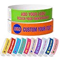 100 to 50000 pcs Custom Wristbands for Events - Personalized Colored Paper Wristbands with Logo, Text & Design - Waterproof 10-Inch Paper Wrist Bands- for Concerts, Festivals, Parties, Weddings